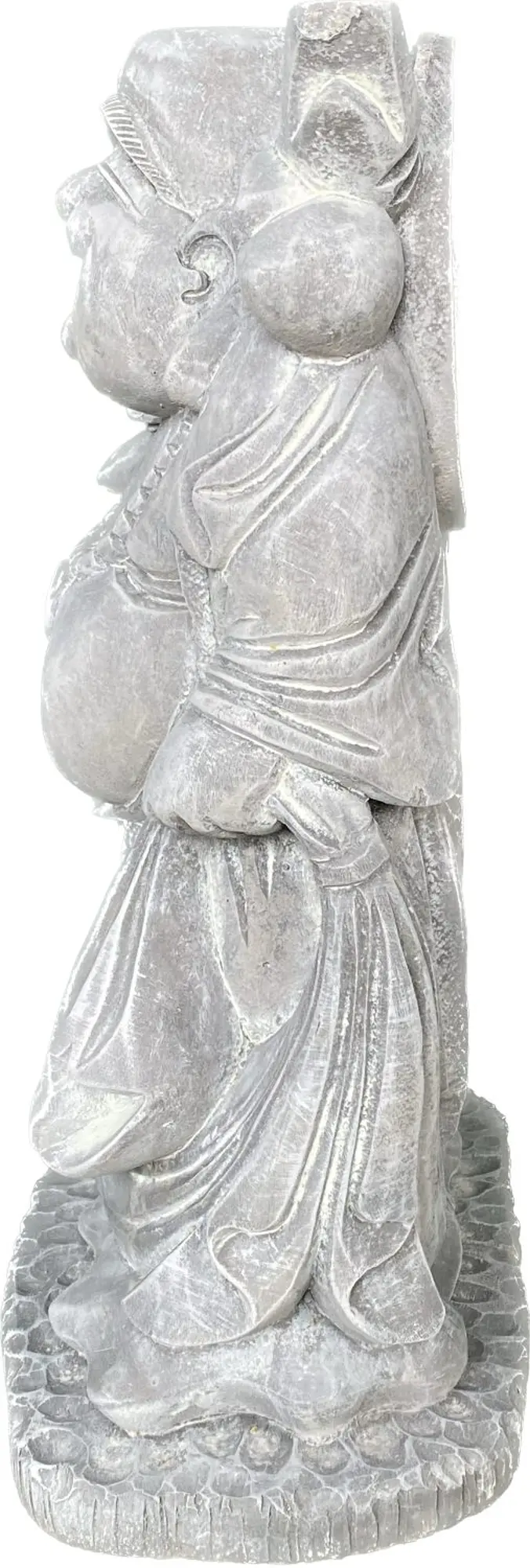  Product image 6 of the product “Sammo - Standing Chinese Buddha with small Buddha on shoulder, 55cm H | cast stone ”